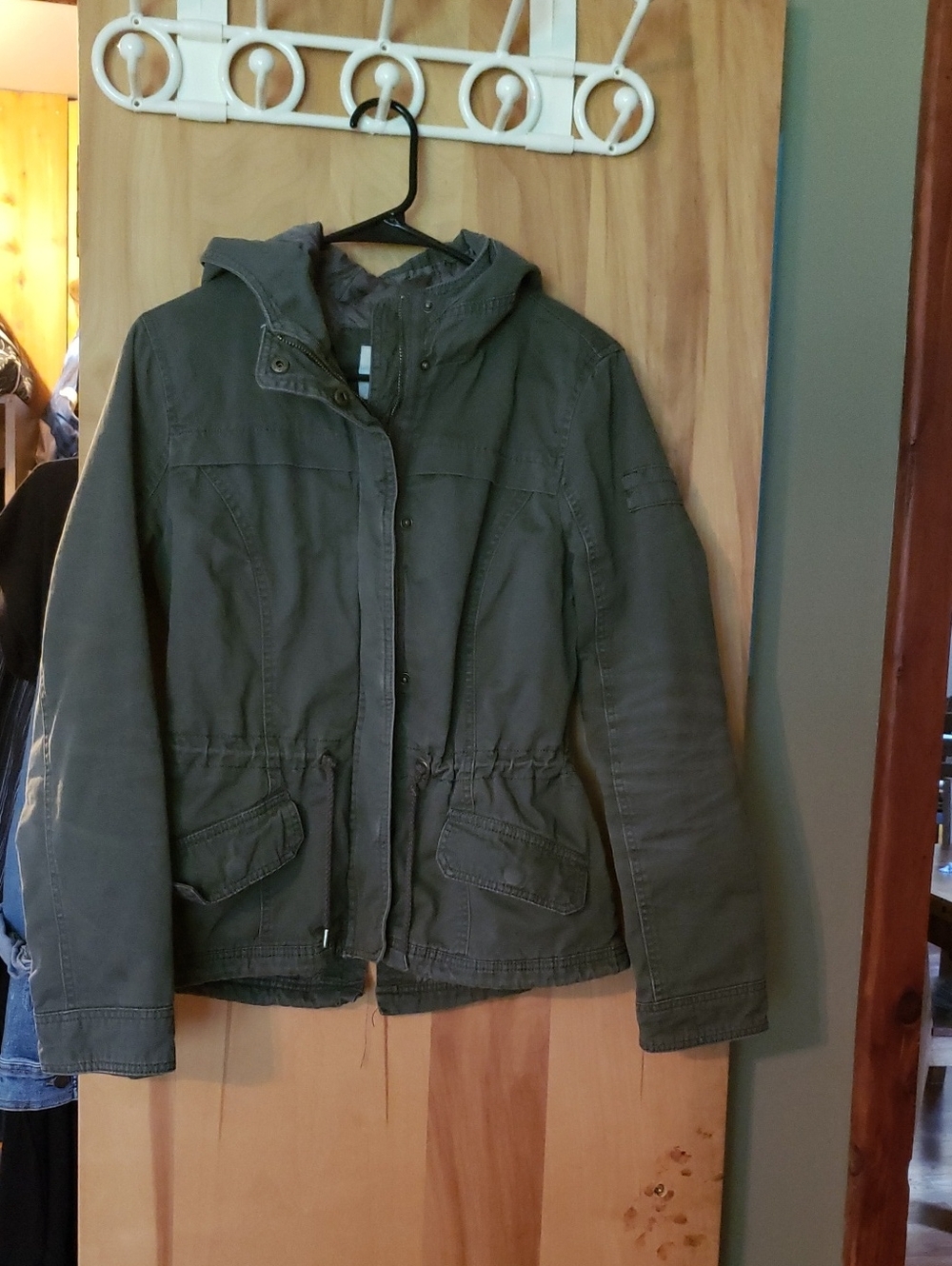 Womens Full Tilt Khaki Green Hooded Utility Jacket With Pockets